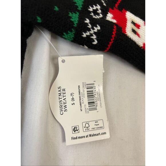 Holiday Time Kids Christmas sweater size 6/7 youth new Black with Snowmen - Picture 6 of 8